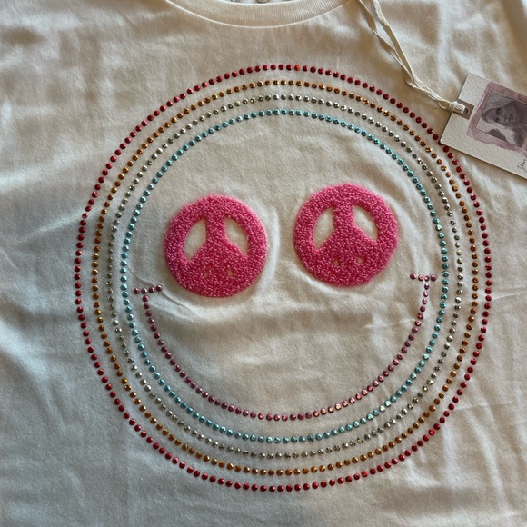 NWT Jessica Simpson Cream Tee with Colorful Smiley Design girls size 12 - Picture 3 of 5